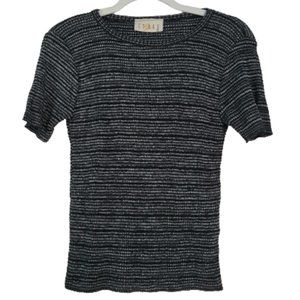 Cyrus Black/Gray Short Sleeve Sweater Top S/M